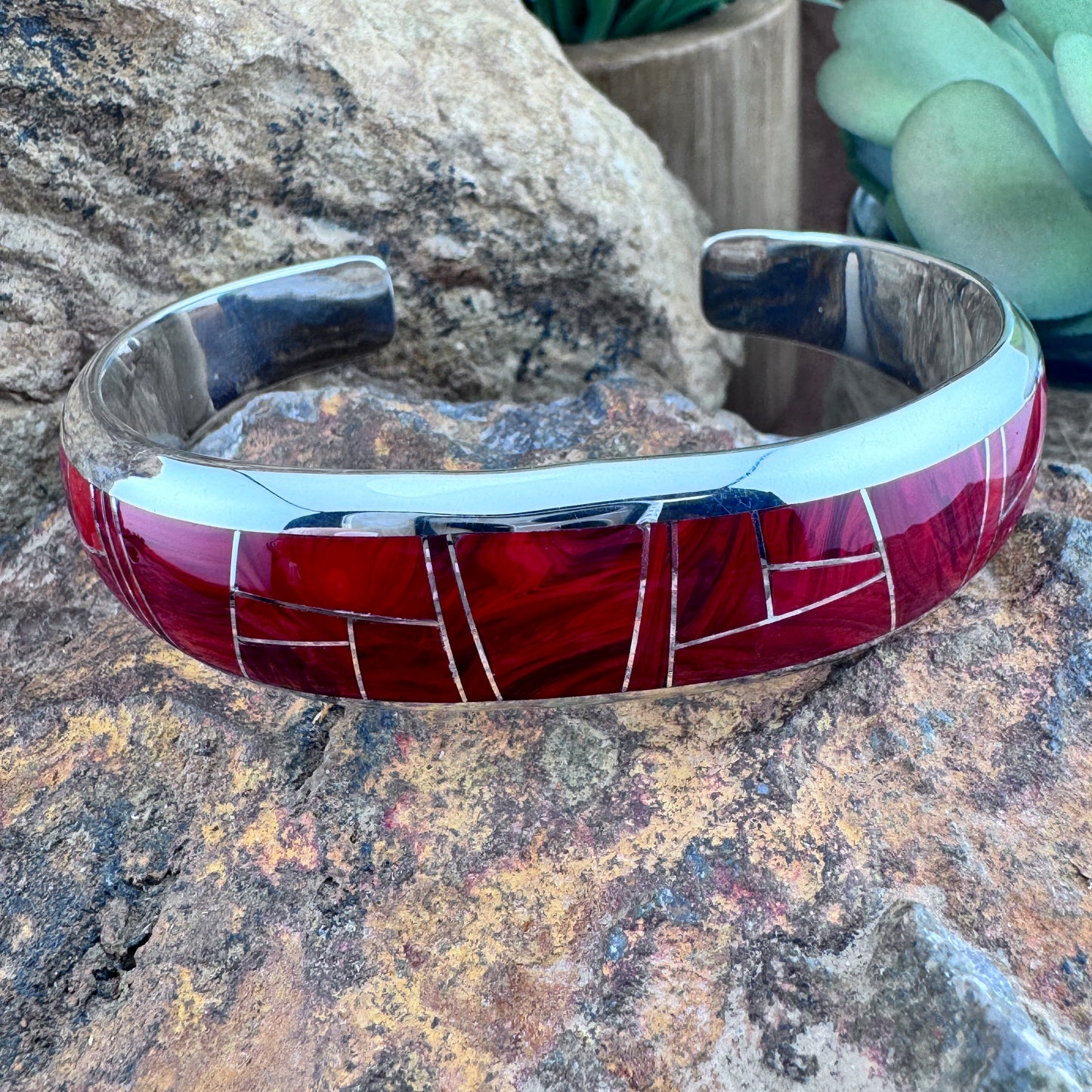 David Rosales Rosarita Inlaid Sterling Silver Bracelet