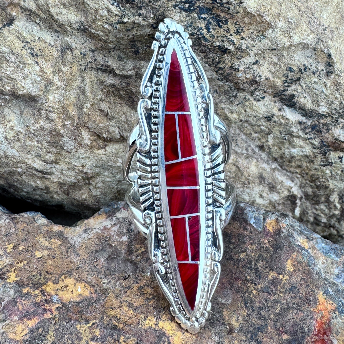 David Rosales Rosarita Inlaid Sterling Silver Ring