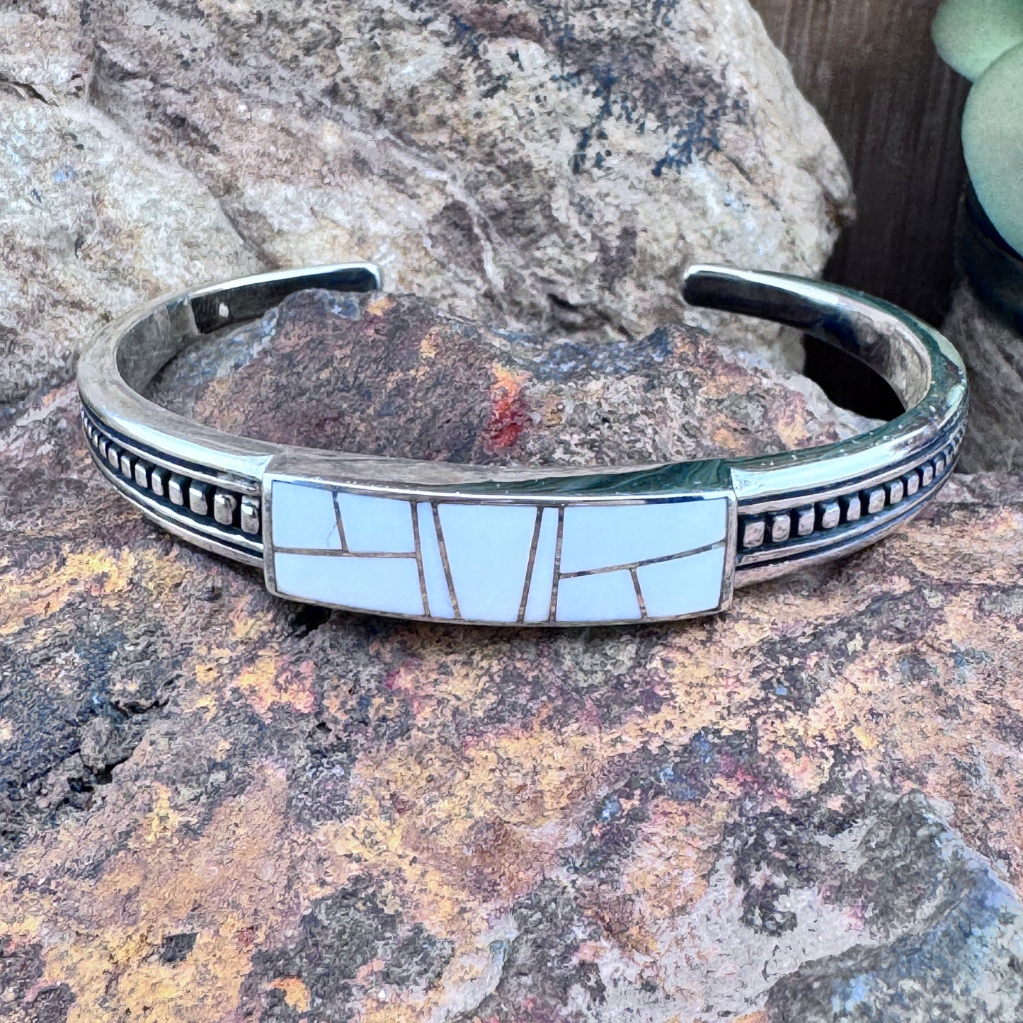 David Rosales Pristine Inlaid Sterling Silver Bracelet