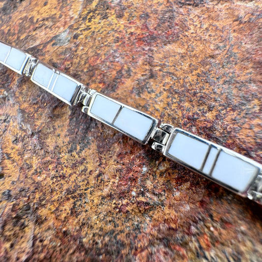 David Rosales Pristine Inlaid Sterling Silver Link Bracelet