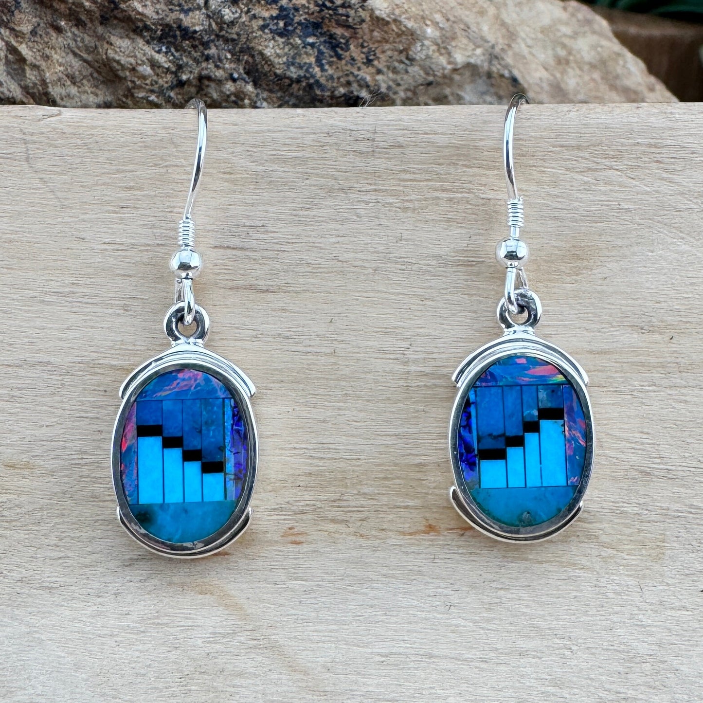 David Rosales Stardust Inlaid Sterling Silver Earrings