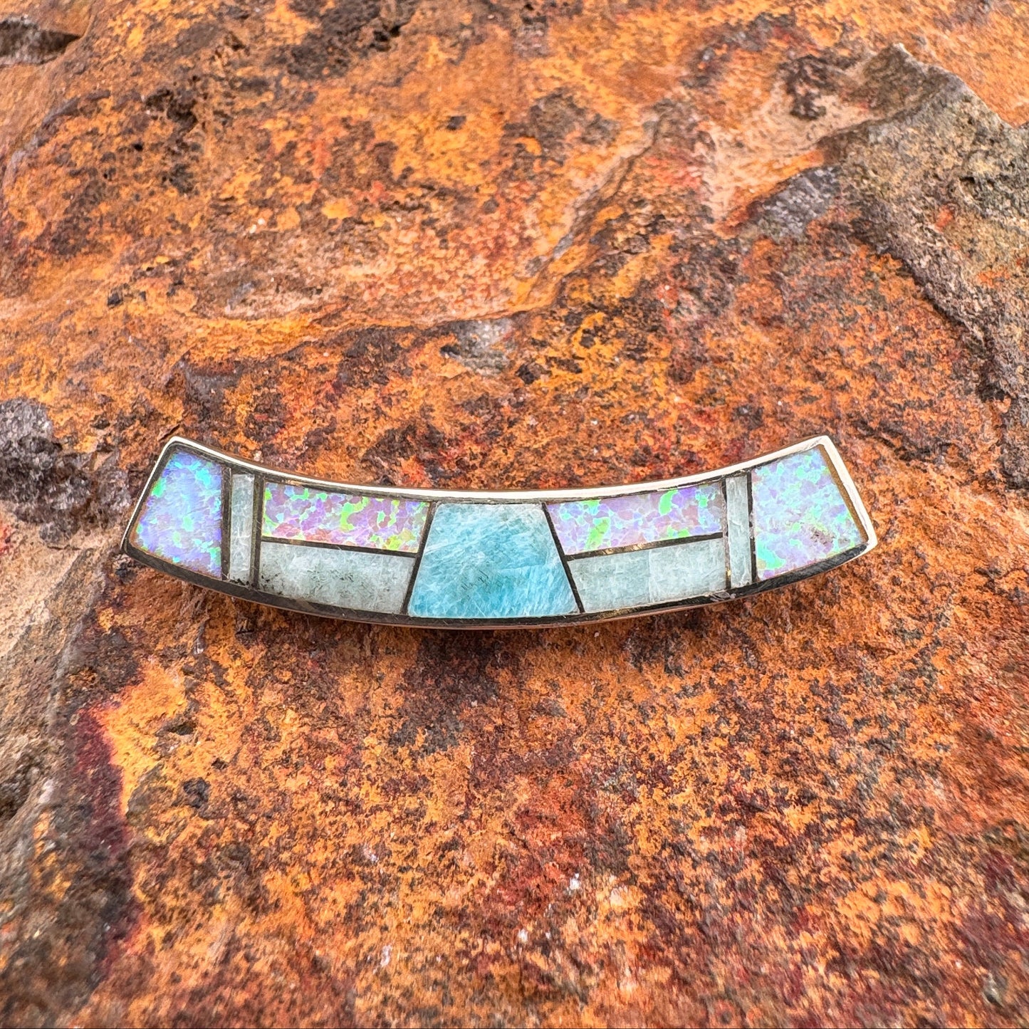 David Rosales Amazing Light Inlaid Sterling Silver Pendant Slide