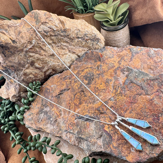 David Rosales Amazing Light Inlaid Sterling Silver Necklace