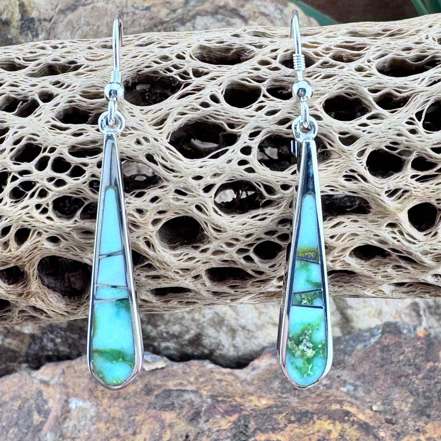 David Rosales Palomino Inlaid Sterling Silver Earrings