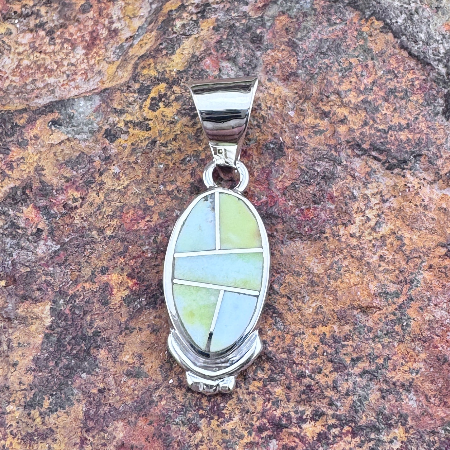David Rosales Palomino Inlaid Sterling Silver Pendant
