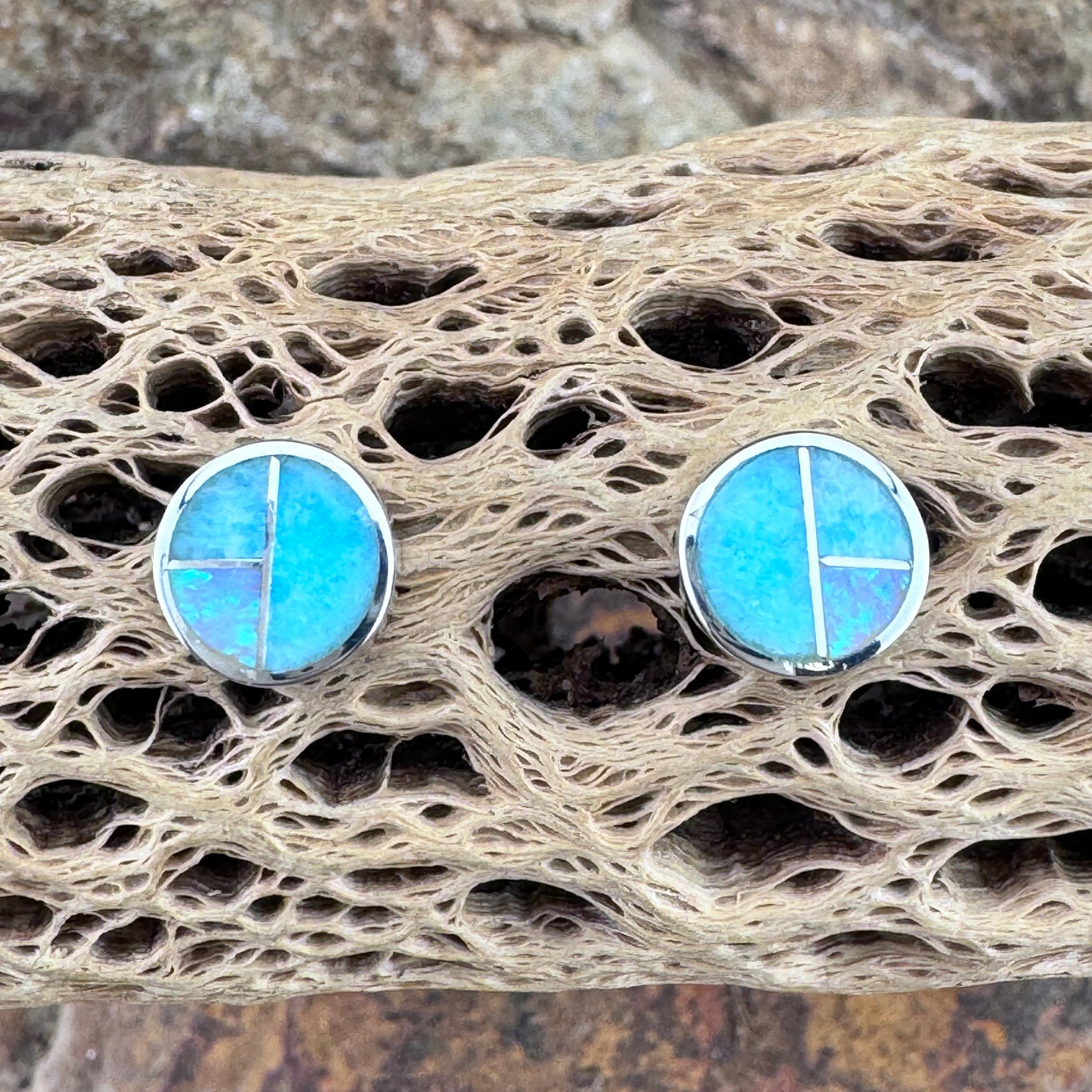 David Rosales Amazing Light Inlaid Sterling Silver Earrings