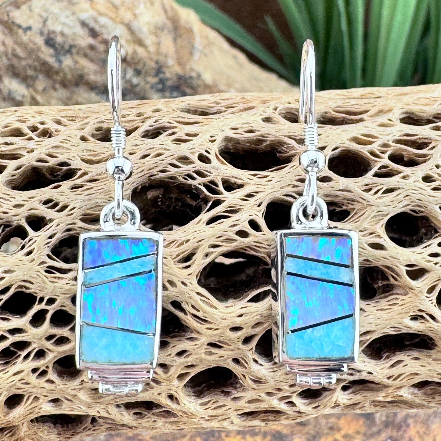 David Rosales Amazing Light Inlaid Sterling Silver Earrings