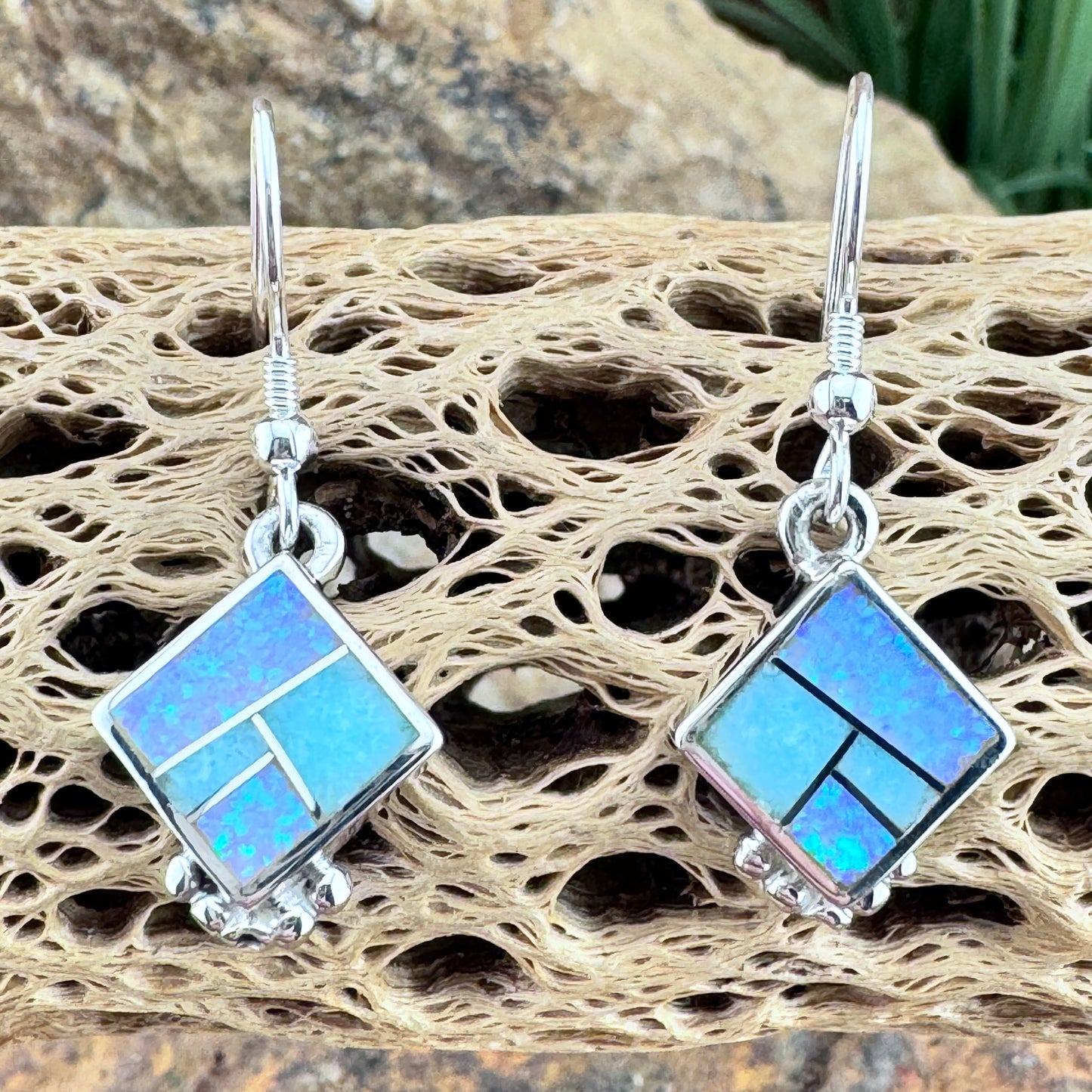 David Rosales Amazing Light Inlaid Sterling Silver Earrings