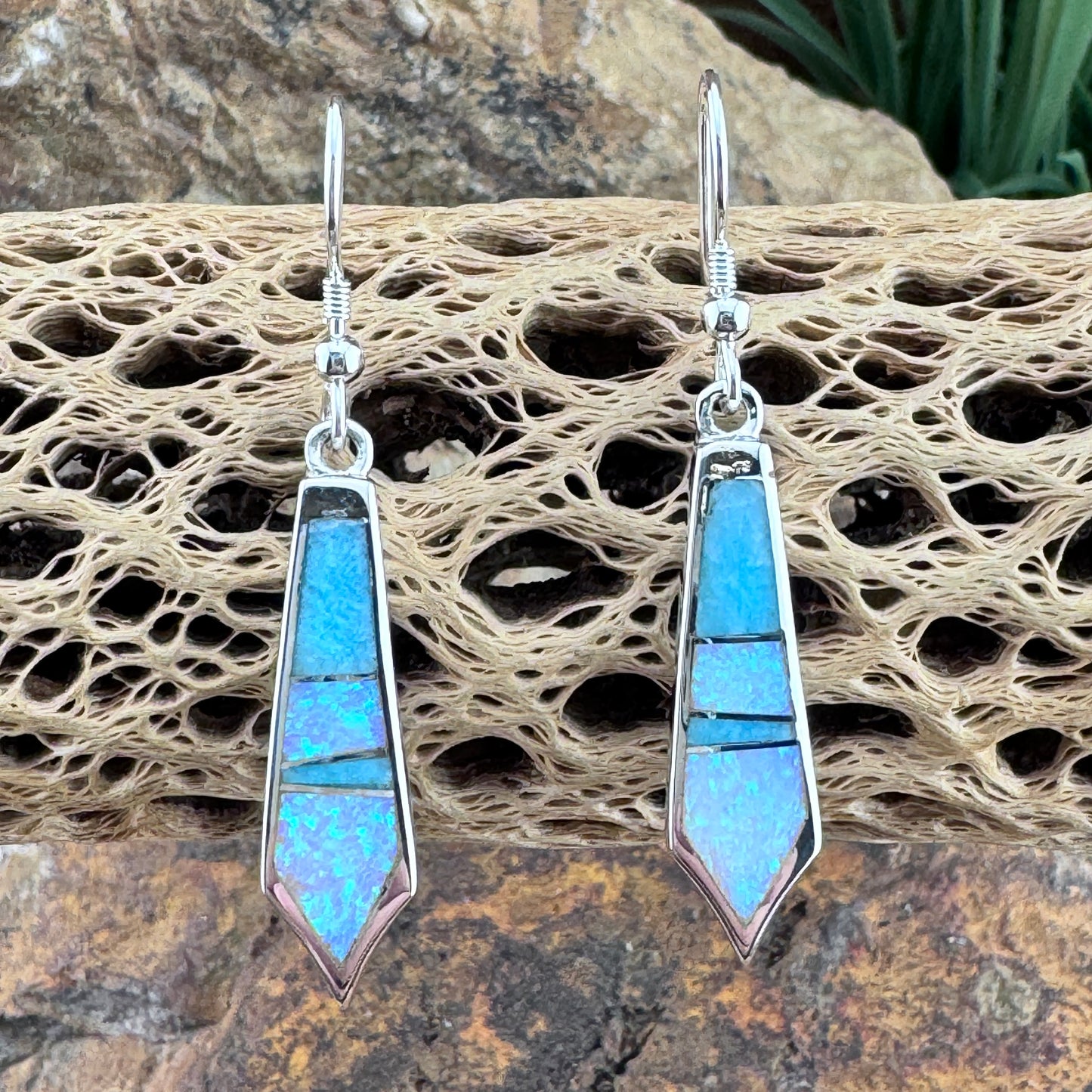 David Rosales Amazing Light Inlaid Sterling Silver Earrings
