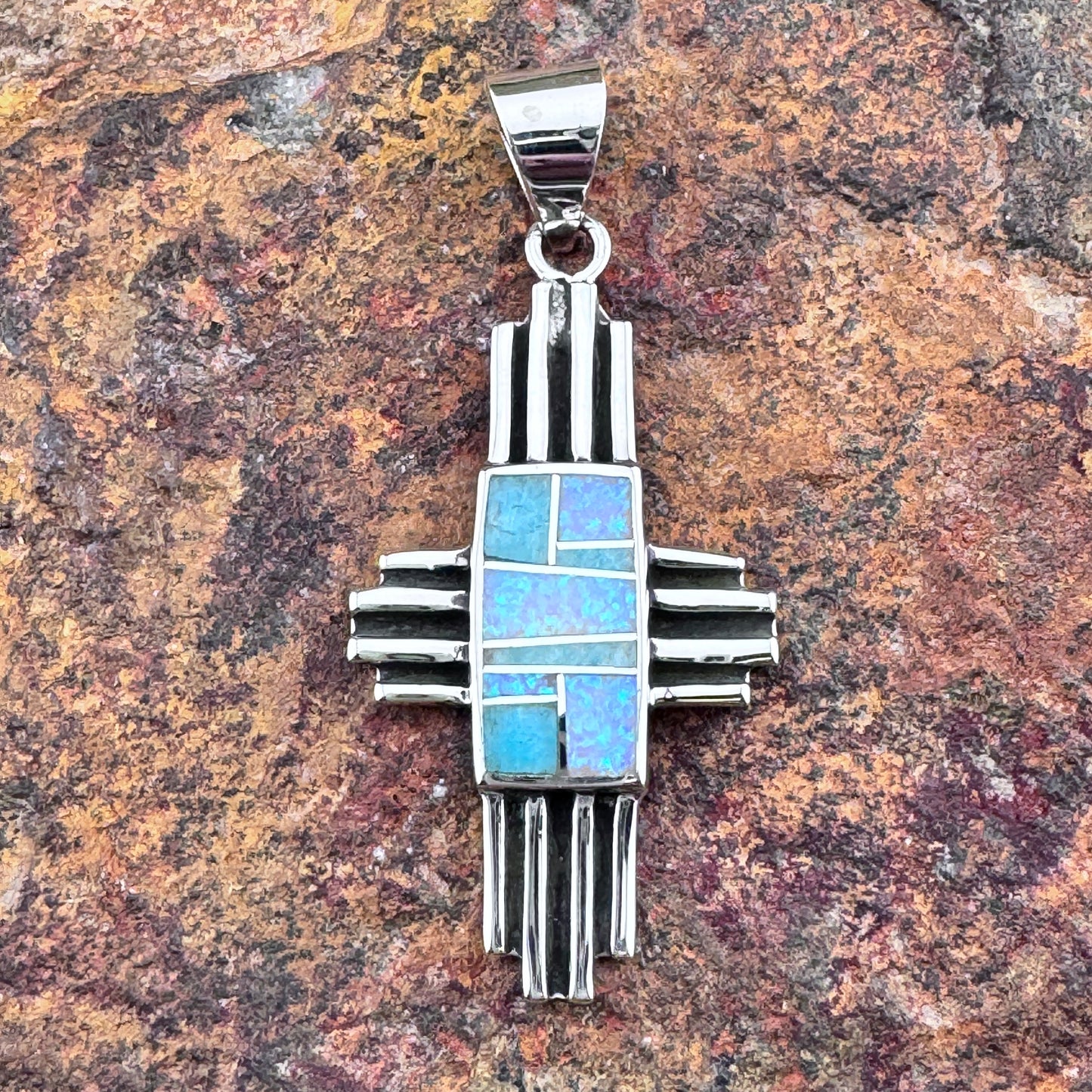 David Rosales Amazing Light Inlaid Sterling Silver Pendant