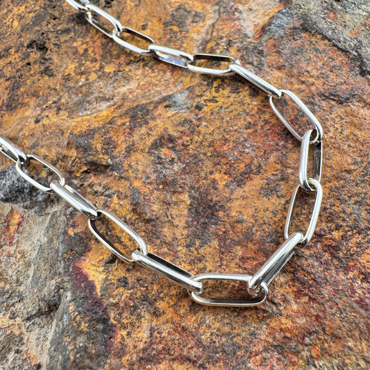 Hand-Made Polished Sterling Silver Link Chain Med