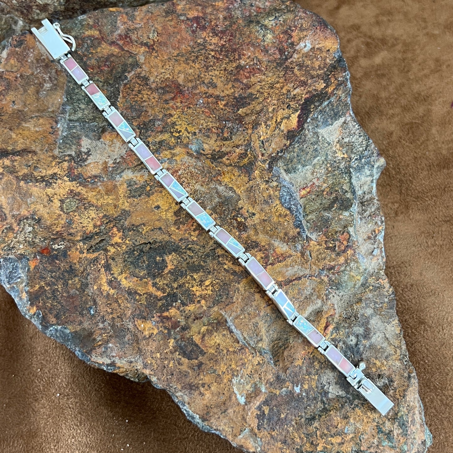 David Rosales Make Me Blush Inlaid Sterling Silver Link Bracelet