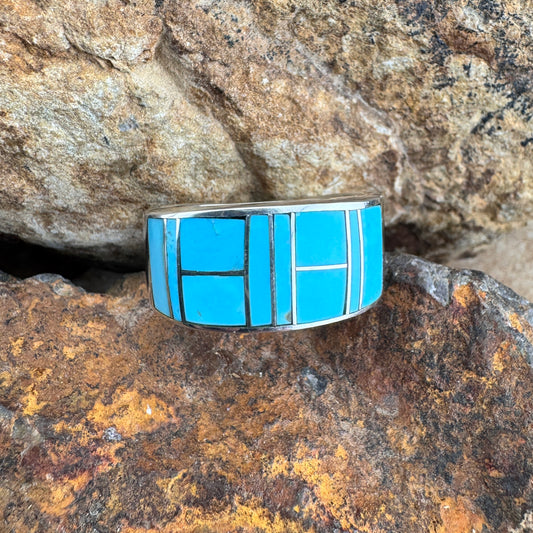 David Rosales Arizona Blue Inlaid Sterling Silver Ring