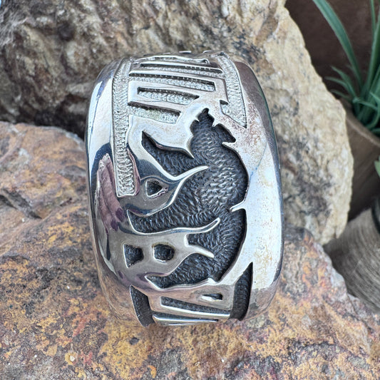 Vintage D.A. Jackson Sterling Silver Bear Motif Cuff Bracelet - Estate