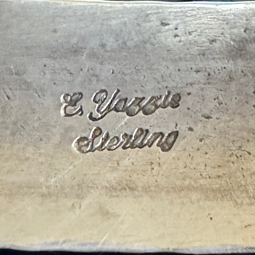 Vintage Kingman Turquoise Row Set Sterling Silver Stamped Cuff – Native American -Estate