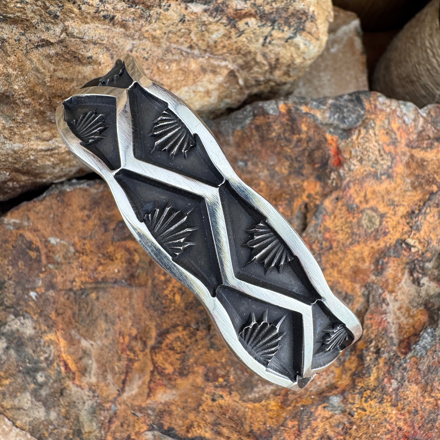 Traditional Sterling Silver Cuff Bracelet by Jerald Tahe