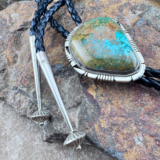 Vintage Crow Springs Turquoise Bolo Tie - Estate