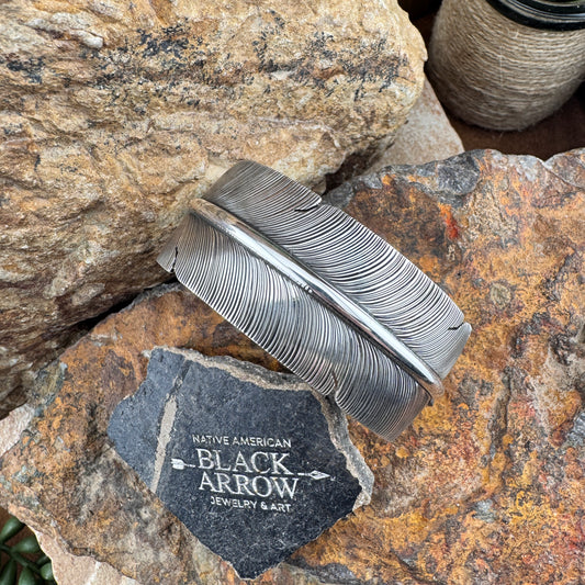 Sterling Silver Feather Cuff Bracelet by Angela Martin