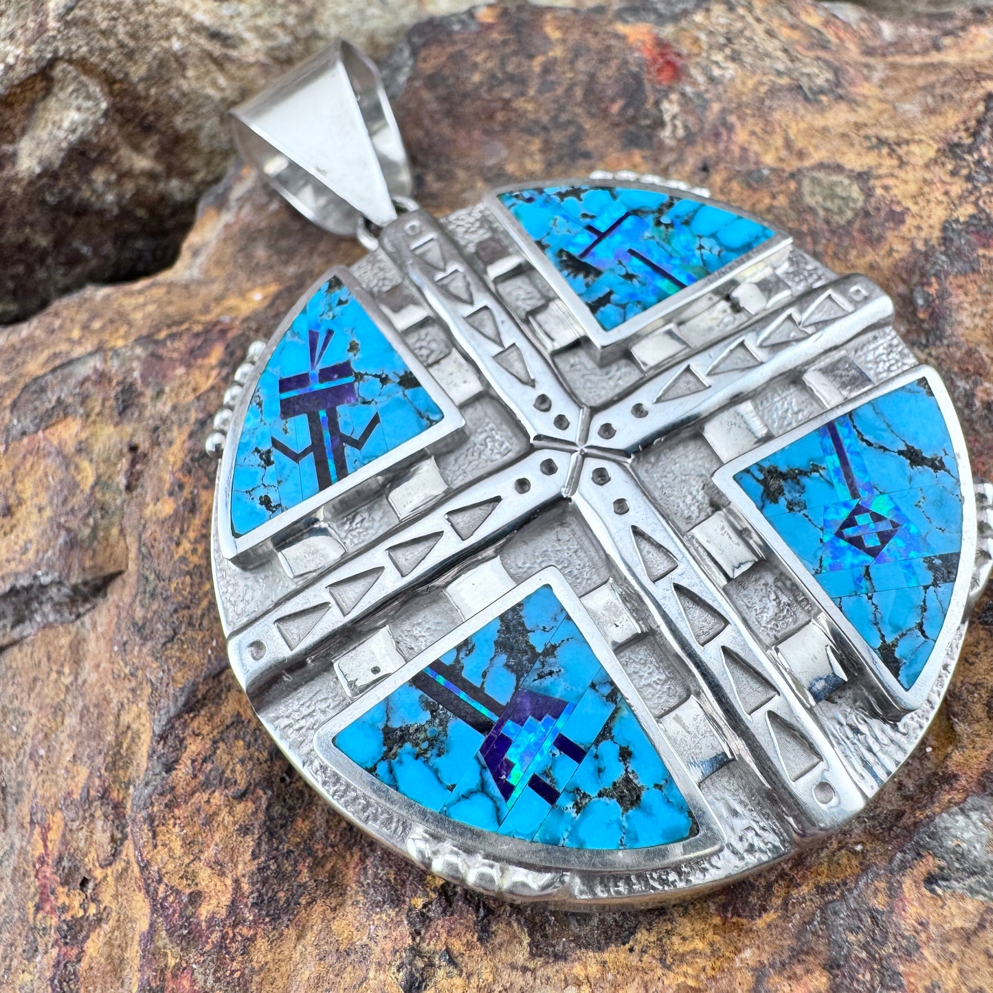 David Rosales Two Sided Inlaid Pendant - Estate