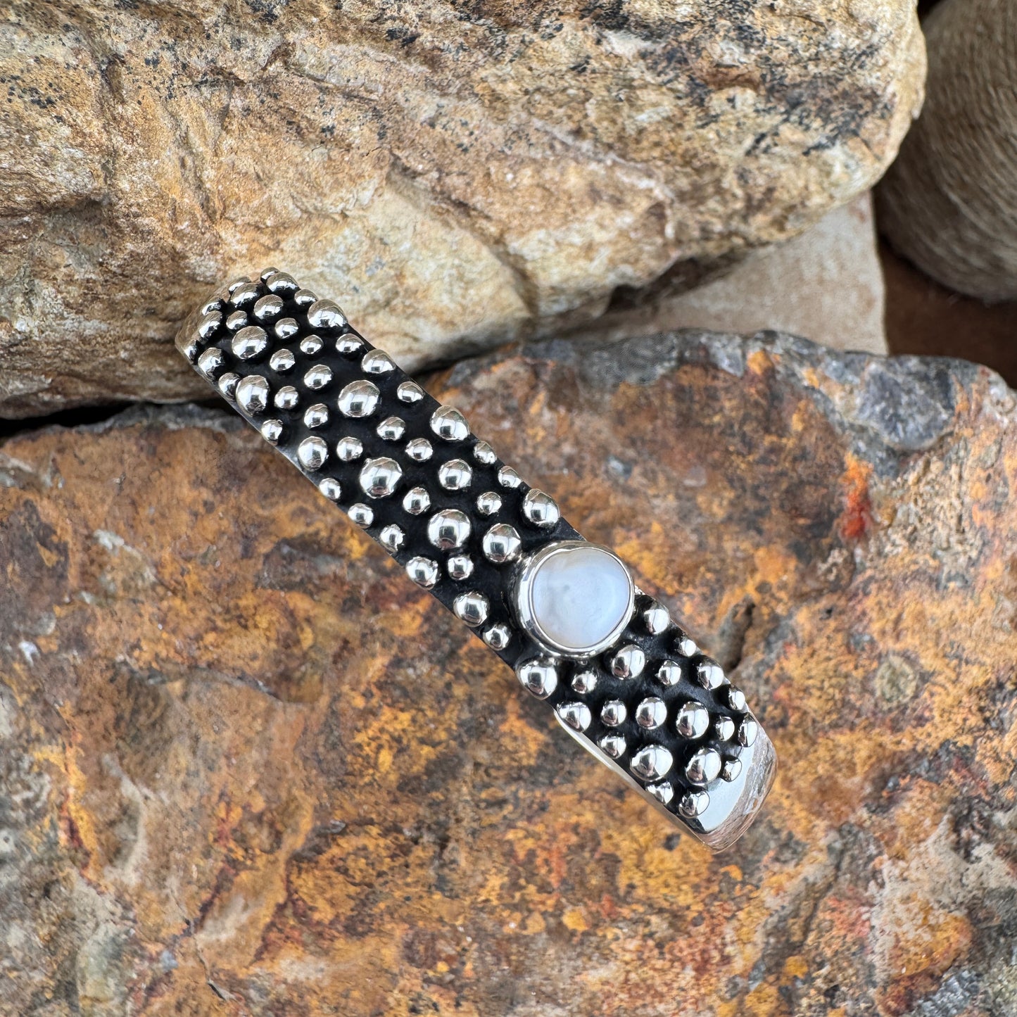 Million Drops Fresh Water Pearl Sterling Silver Cuff Bracelet by Ray Coriz