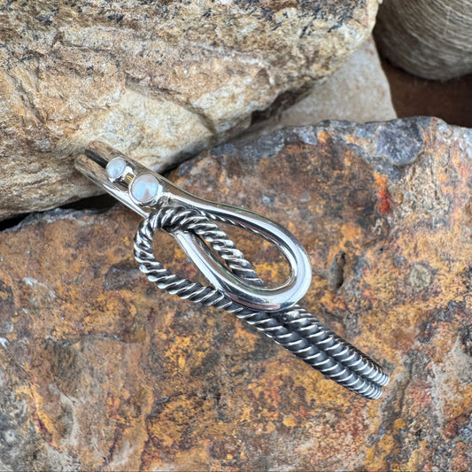 Twisted Rope Sterling Silver Cuff with Moonstone by Bernyse Chavez