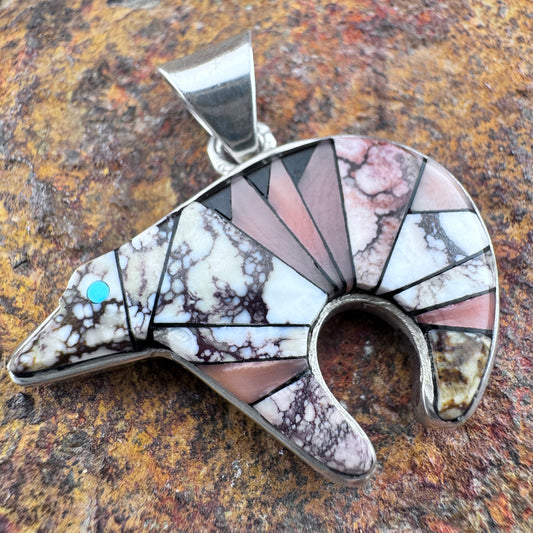 Vintage Inlaid Bear Pendant - Estate
