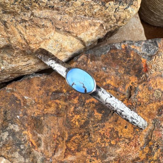 Forged Sterling Silver Cuff with Golden Hill Turquoise by Ray Coriz