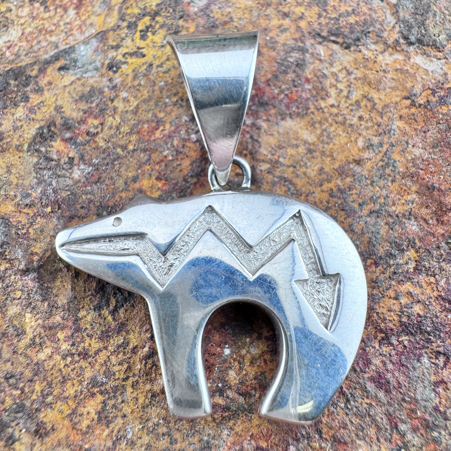 David Rosales Inlaid Bear Pendant - Estate