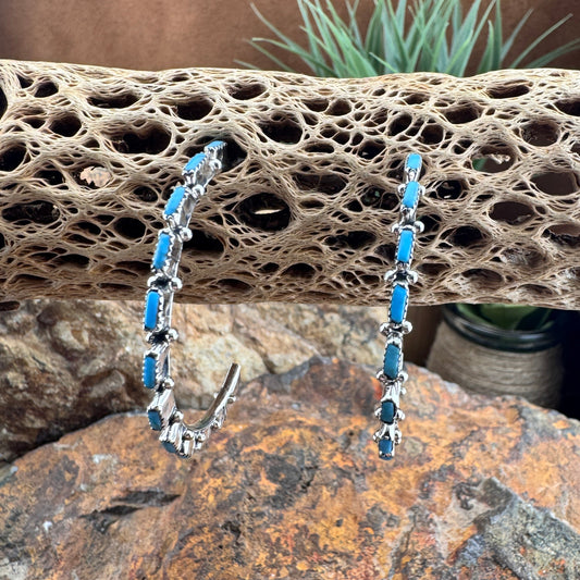 Kingman Turquoise Petite Point Zuni Earrings by Aurelia Hughte