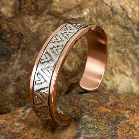 1/2" Sterling Silver Copper Bracelet By Sylvana Apache -- 6 1/4" Wrist