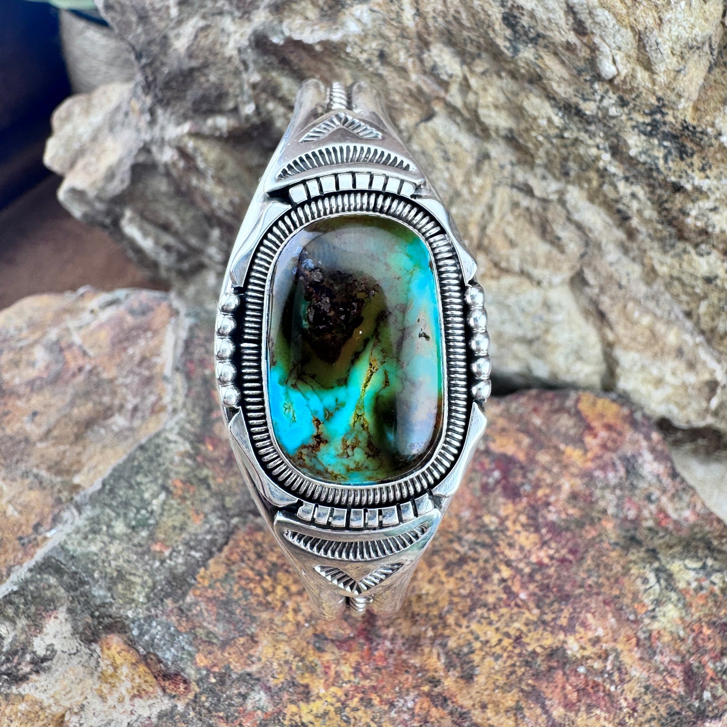 Royston Turquoise Sterling Silver Cuff Bracelet by Wil Denetdale