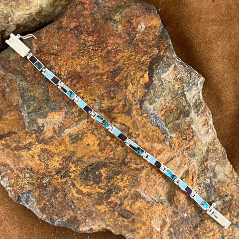 David Rosales Shalako Inlaid Sterling Silver Link Bracelet