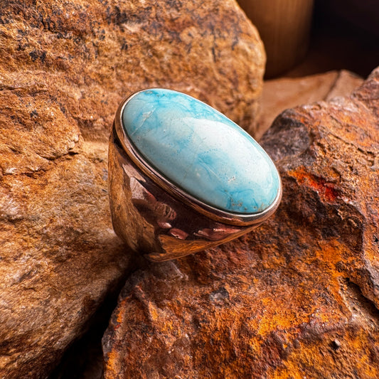Water Web Kingman Turquoise Sterling Silver Ring by Sunwest- Size 13