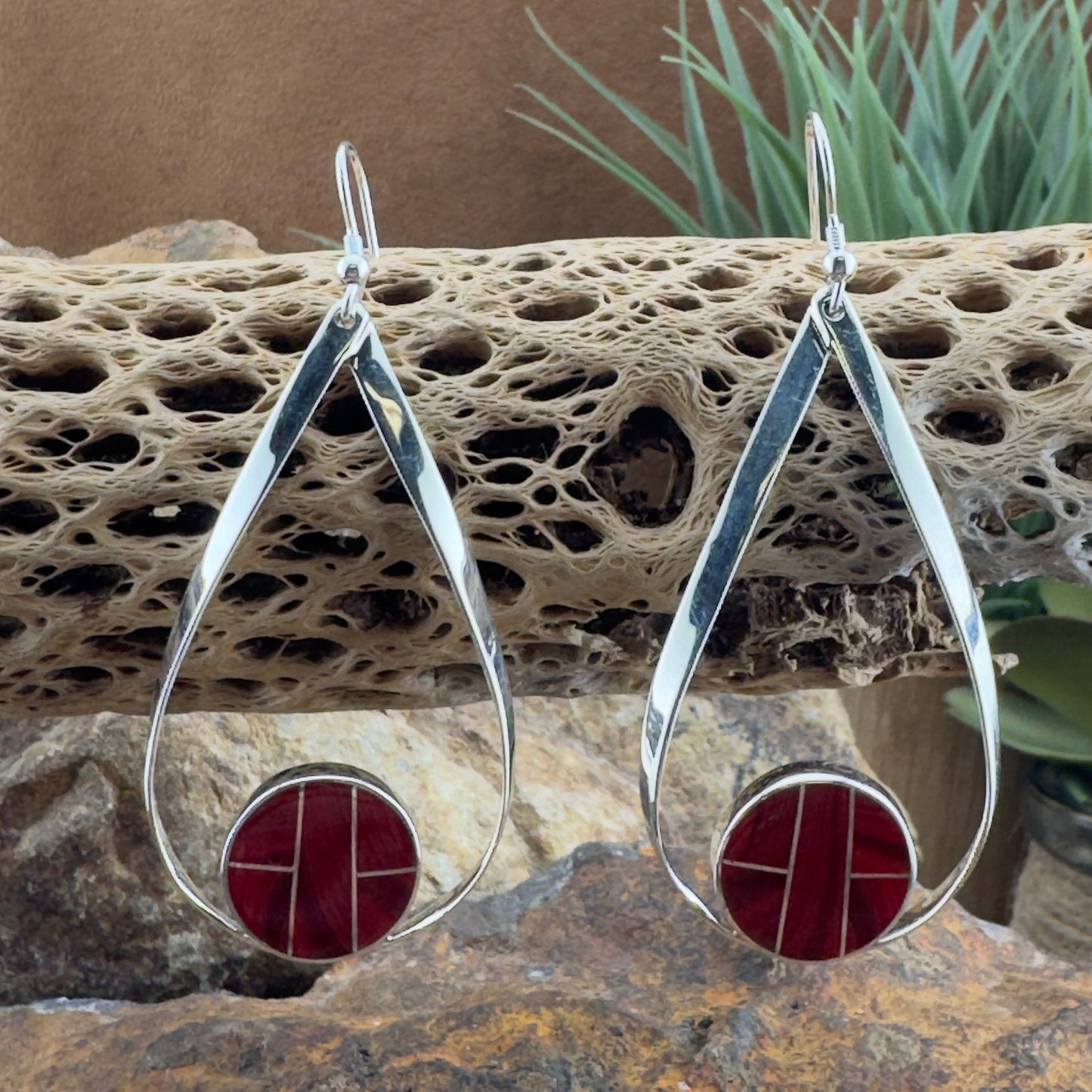 David Rosales Rosarita Inlaid Sterling Silver Earrings