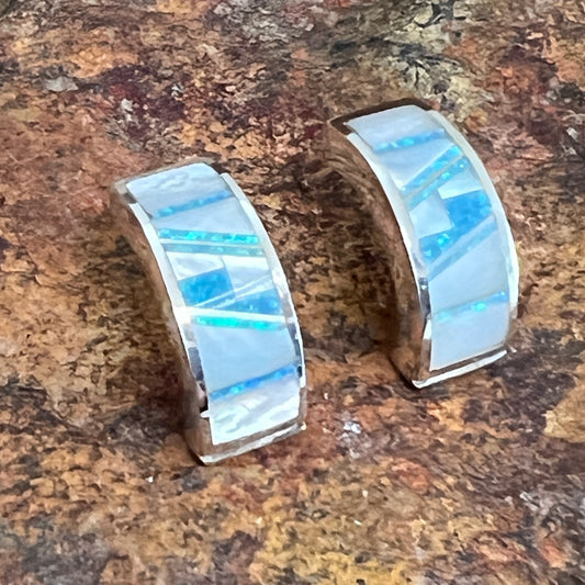 David Rosales Mystic Pearl Inlaid Sterling Silver Earrings