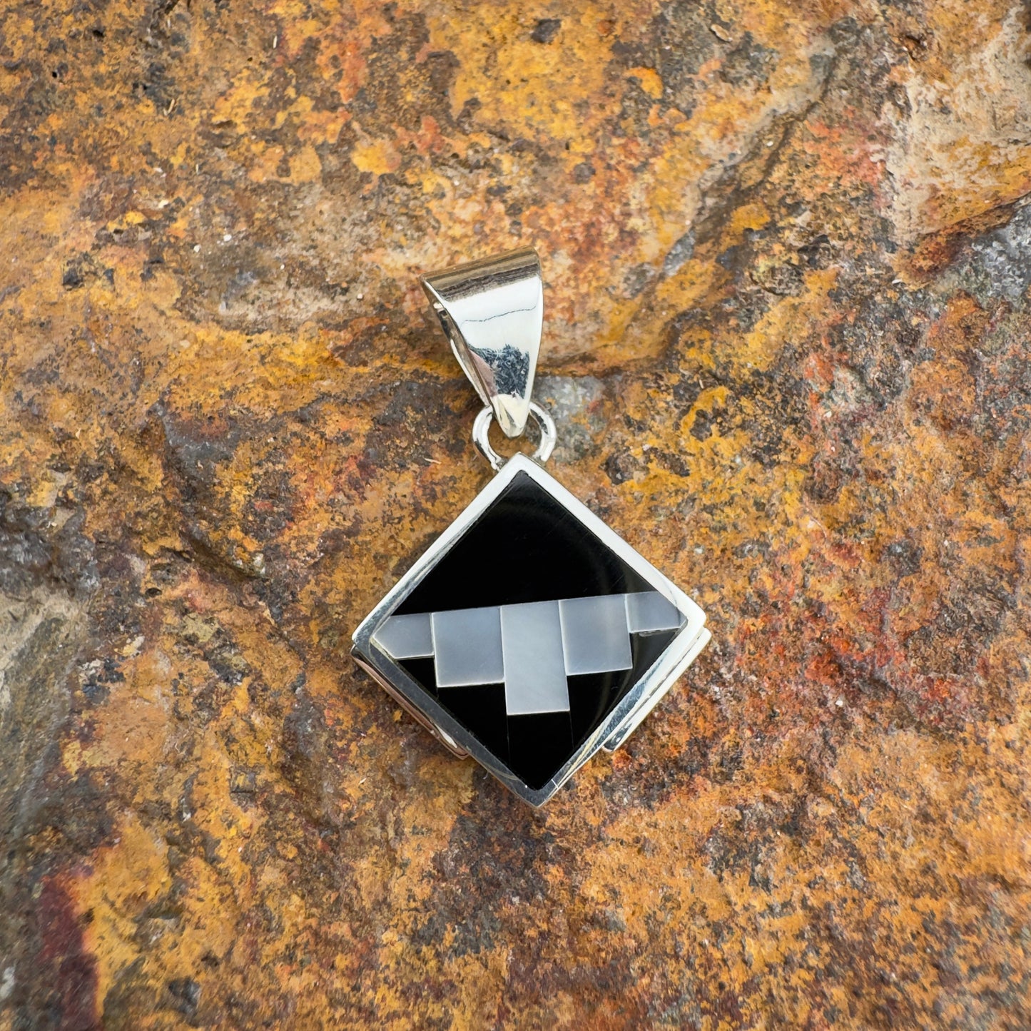 David Rosales Tuxedo Inlaid Sterling Silver Pendant