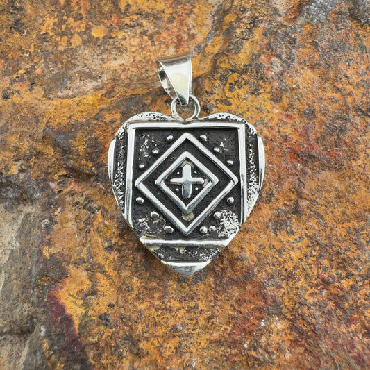 David Rosales White Buffalo Inlaid Sterling Silver Pendant Heart