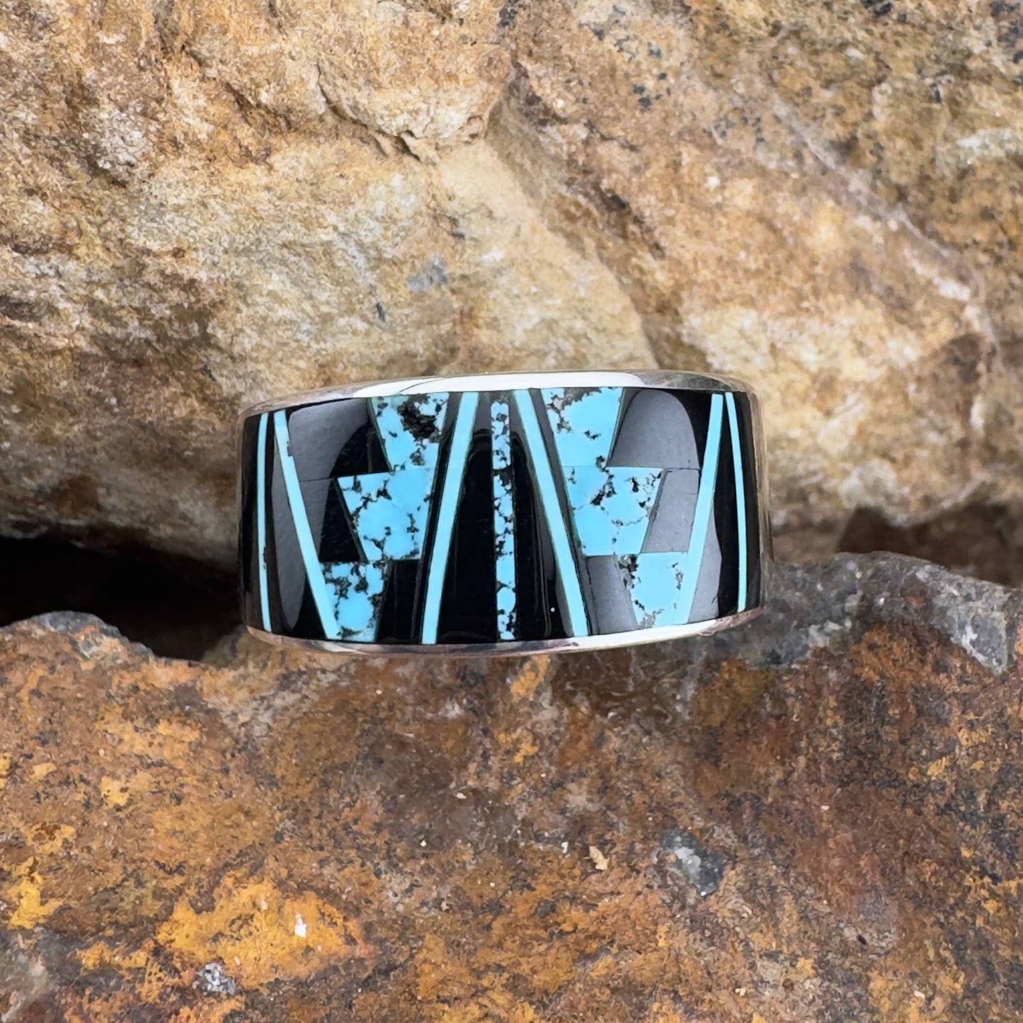 David Rosales Shadow Peak Inlaid Sterling Silver Ring