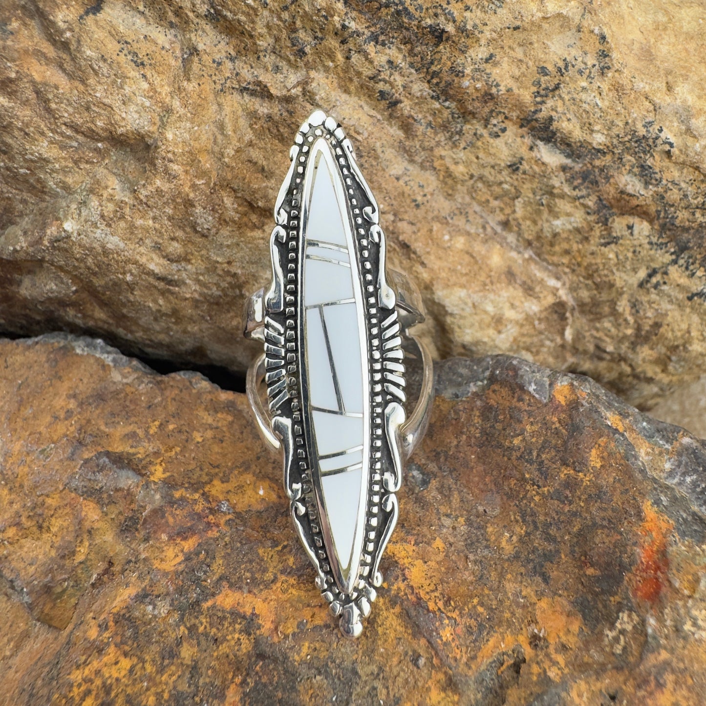 David Rosales Pristine Inlaid Sterling Silver Ring