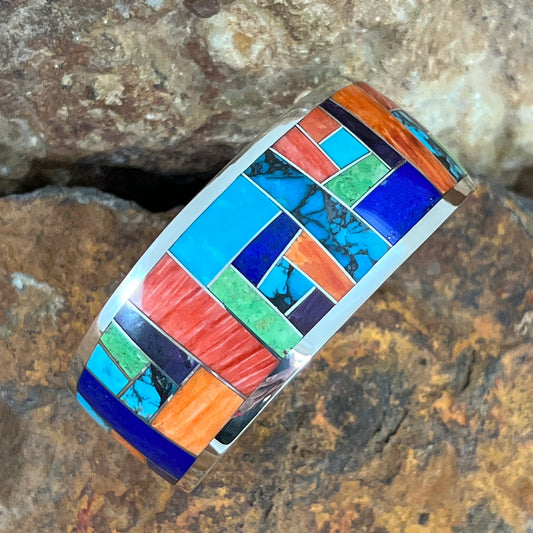 David Rosales Indian Summer Inlaid Sterling Silver Bracelet