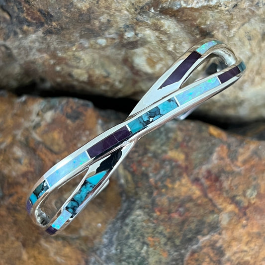 David Rosales Shalako Inlaid Sterling Silver Bracelet