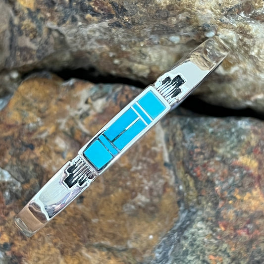 David Rosales Arizona Blue Inlaid Sterling Silver Bracelet
