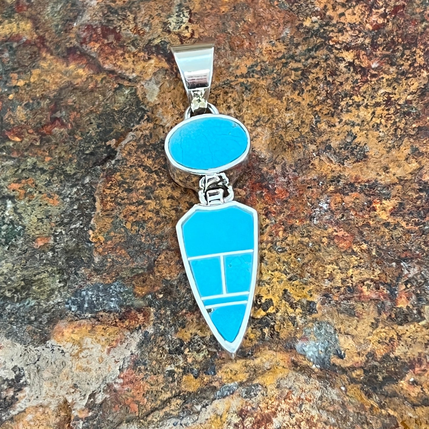 David Rosales Arizona Blue Inlaid Sterling Silver Pendant Heart