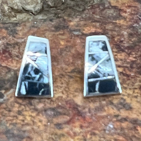 David Rosales White Buffalo Inlaid Sterling Silver Earrings