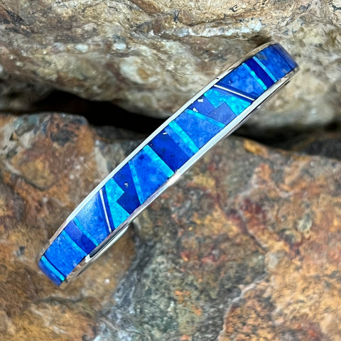 David Rosales Blue Sky Inlaid Sterling Silver Bracelet