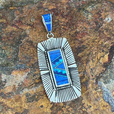 David Rosales Blue Sky Inlaid Sterling Silver Pendant