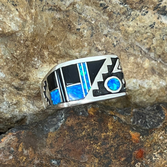 David Rosales Black Beauty Inlaid Sterling Silver Ring