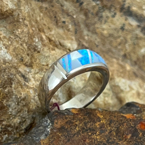 David Rosales Mystic Pearl Inlaid Sterling Silver Ring