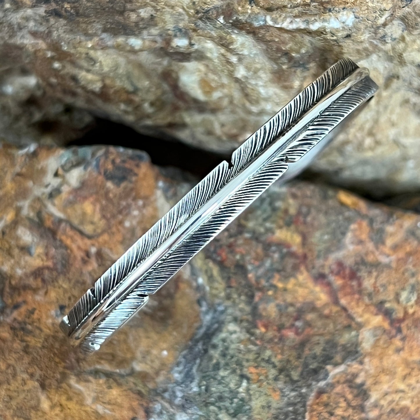 Sterling Silver Feather Cuff Bracelet by Jon Nelson