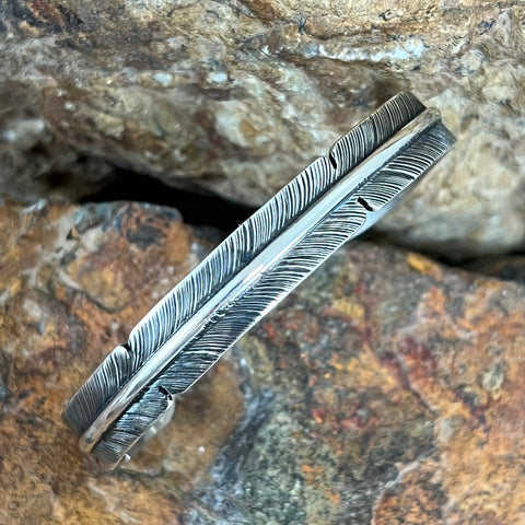 Sterling Silver Feather Cuff Bracelet by Jon Nelson